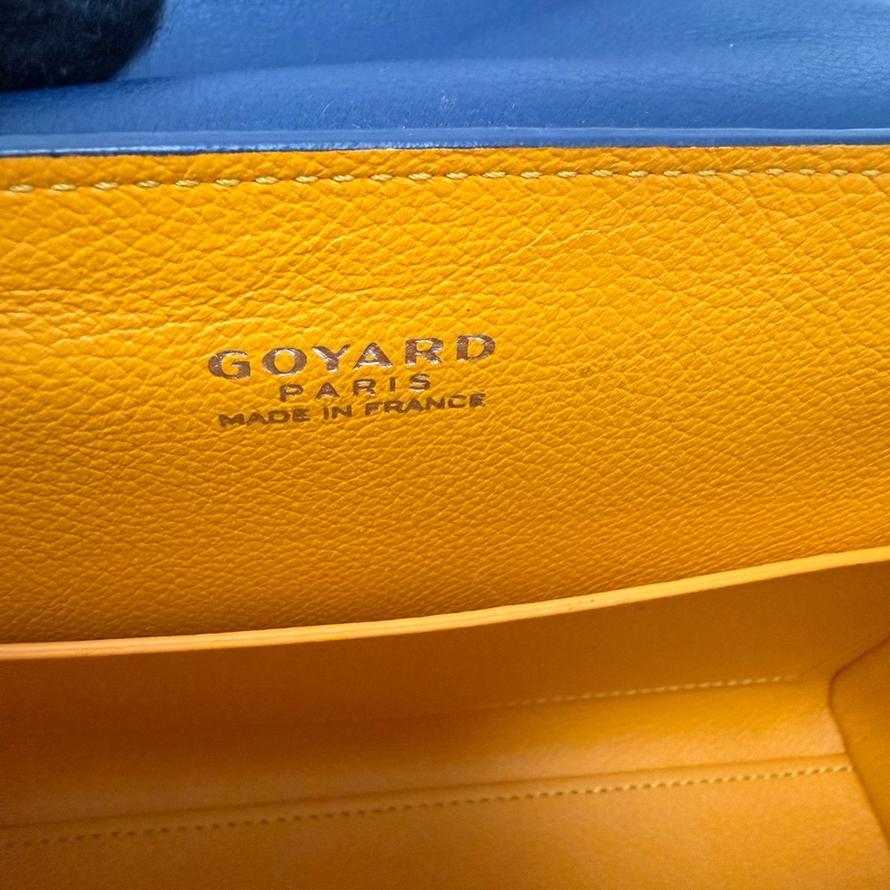 NEW Goyard Saigon Souple Mini Bag Navy Blue Goyardine Palladium Top Handle Bag - Picture 10 of 13